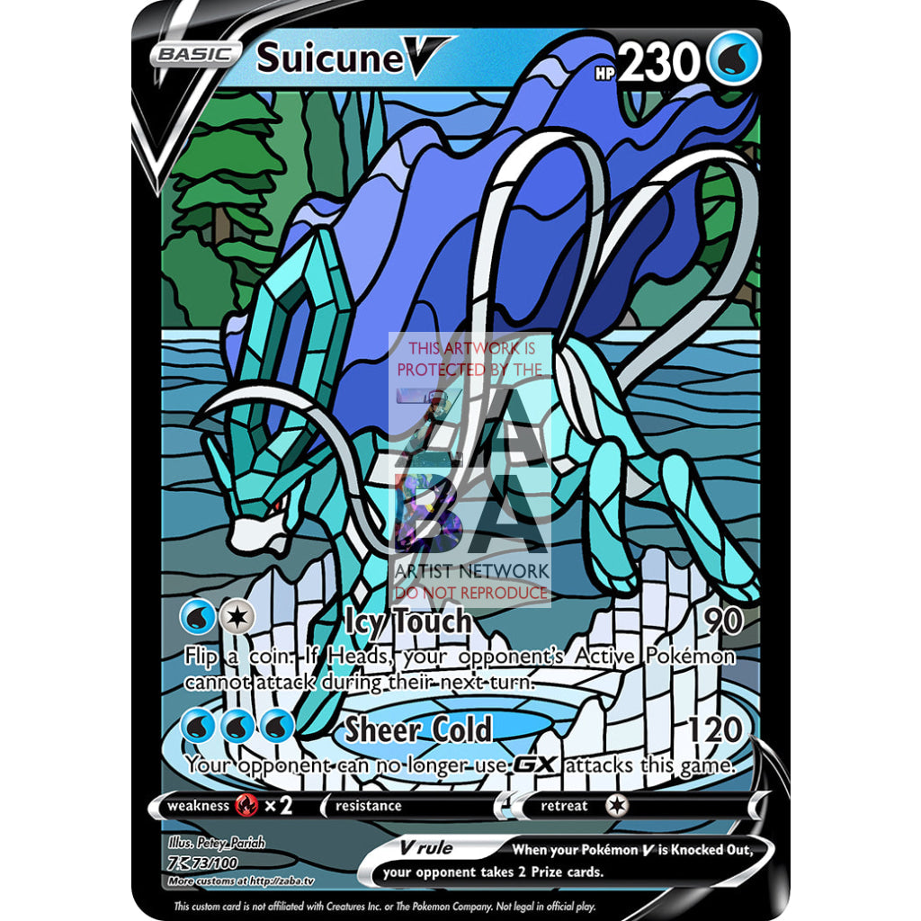 Suicune V Stained-Glass Custom Pokemon Card - ZabaTV