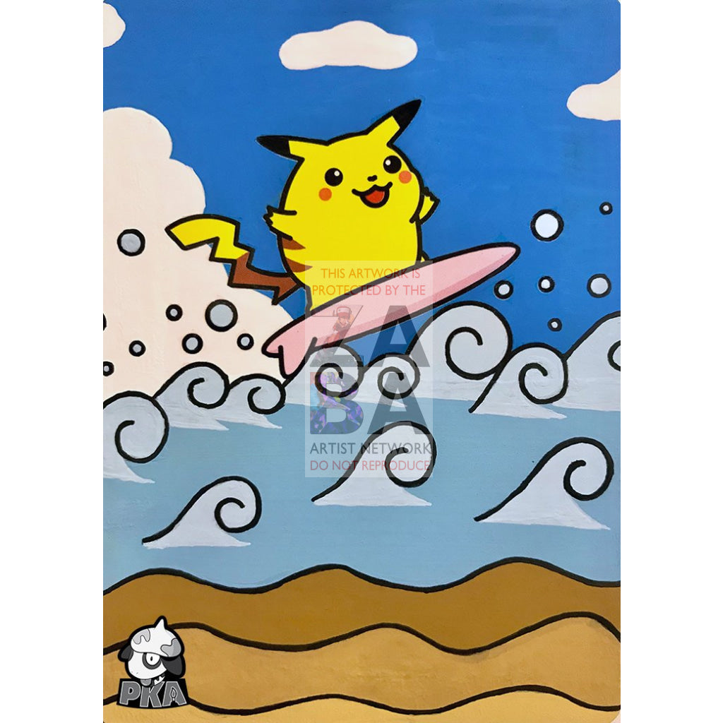 Surfing Pikachu 111/108 Xy Evolutions Extended Art Custom Pokemon Card Silver Holographic
