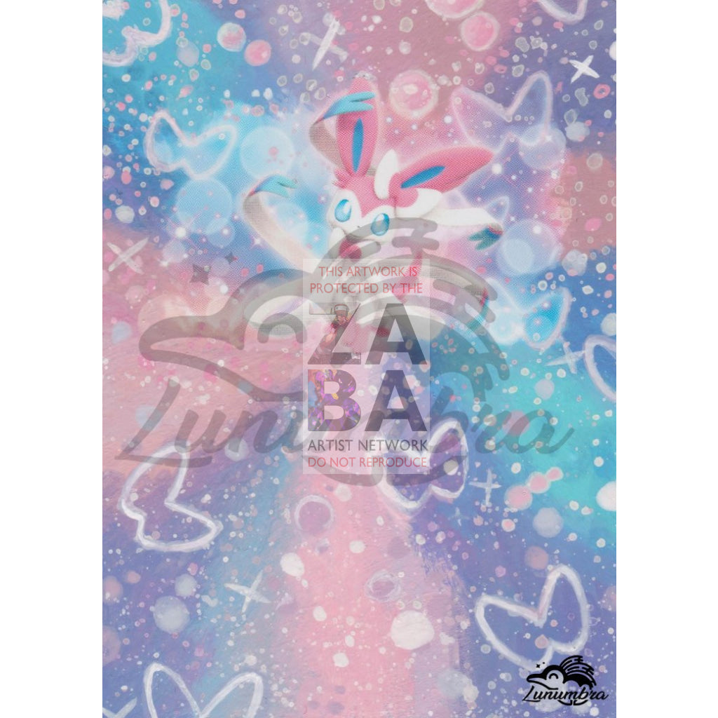 Sylveon 72/111 Xy Furious Fists Extended Art Custom Pokemon Card Textless Silver Holographic
