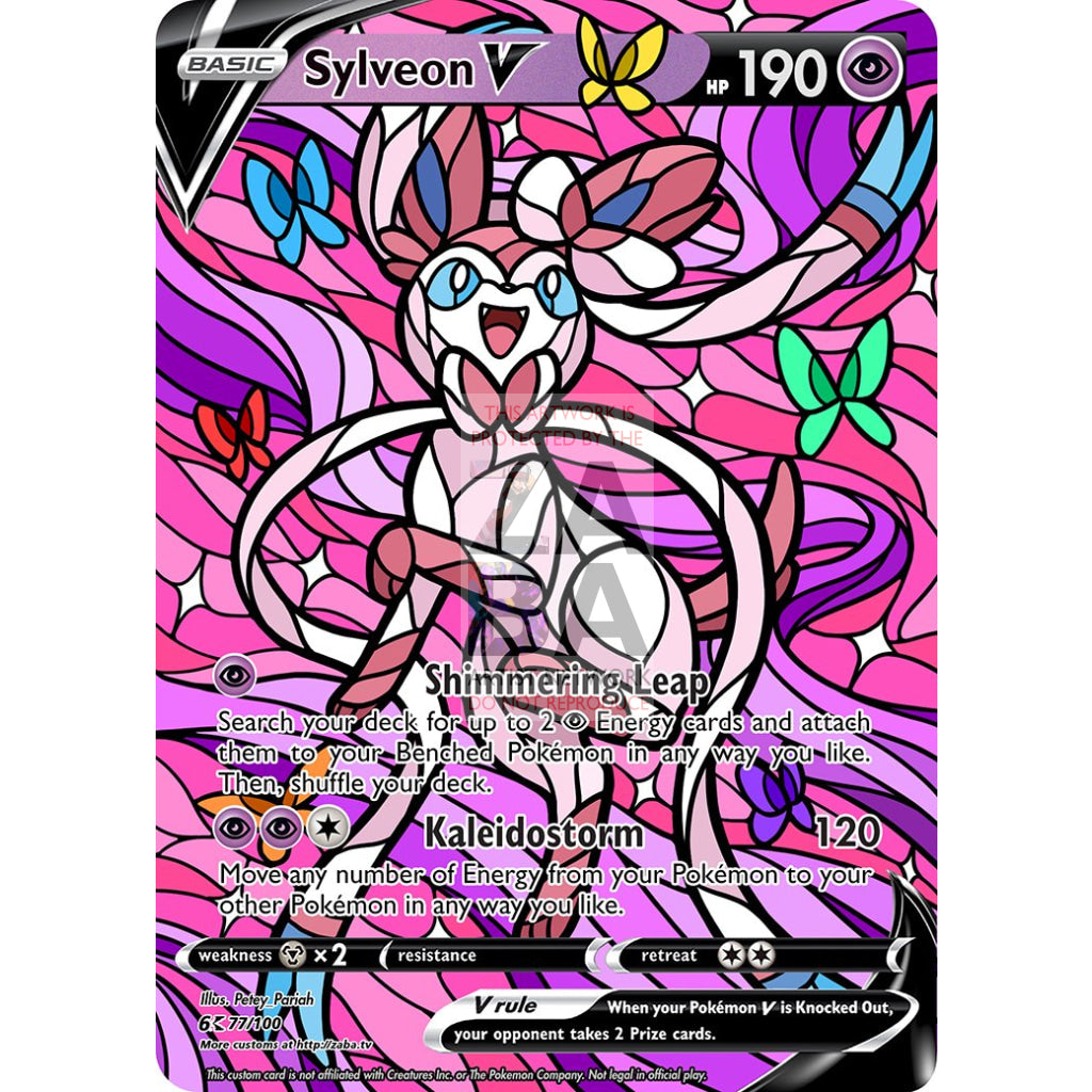 Sylveon V Stained-Glass Custom Pokemon Card - ZabaTV