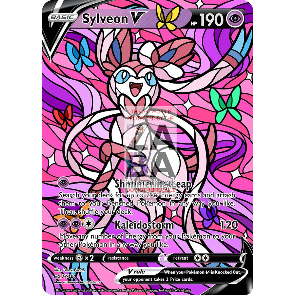 Sylveon V Stained-Glass Custom Pokemon Card - ZabaTV