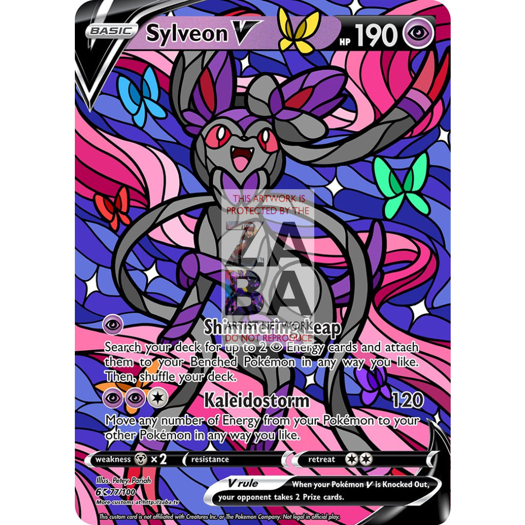 Sylveon V Stained-Glass Custom Pokemon Card - ZabaTV