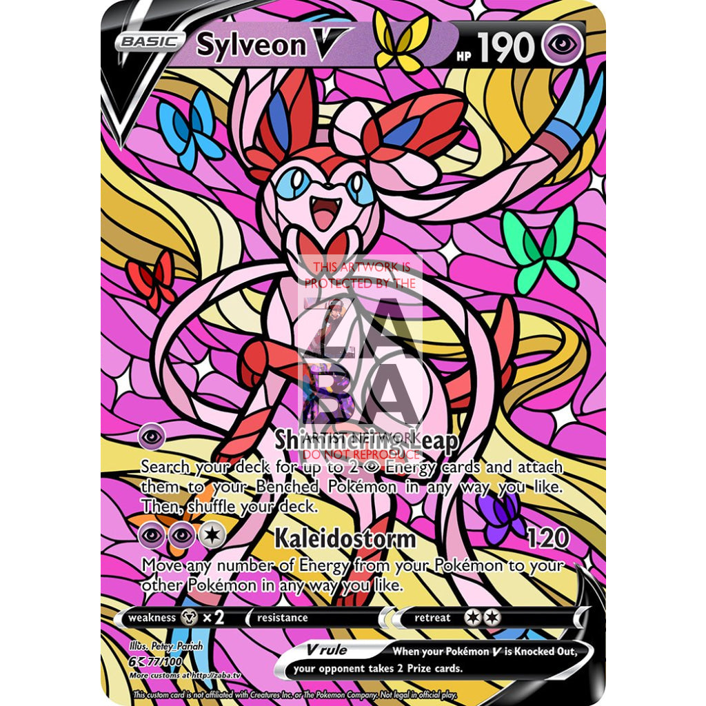 Sylveon V Stained-Glass Custom Pokemon Card - ZabaTV