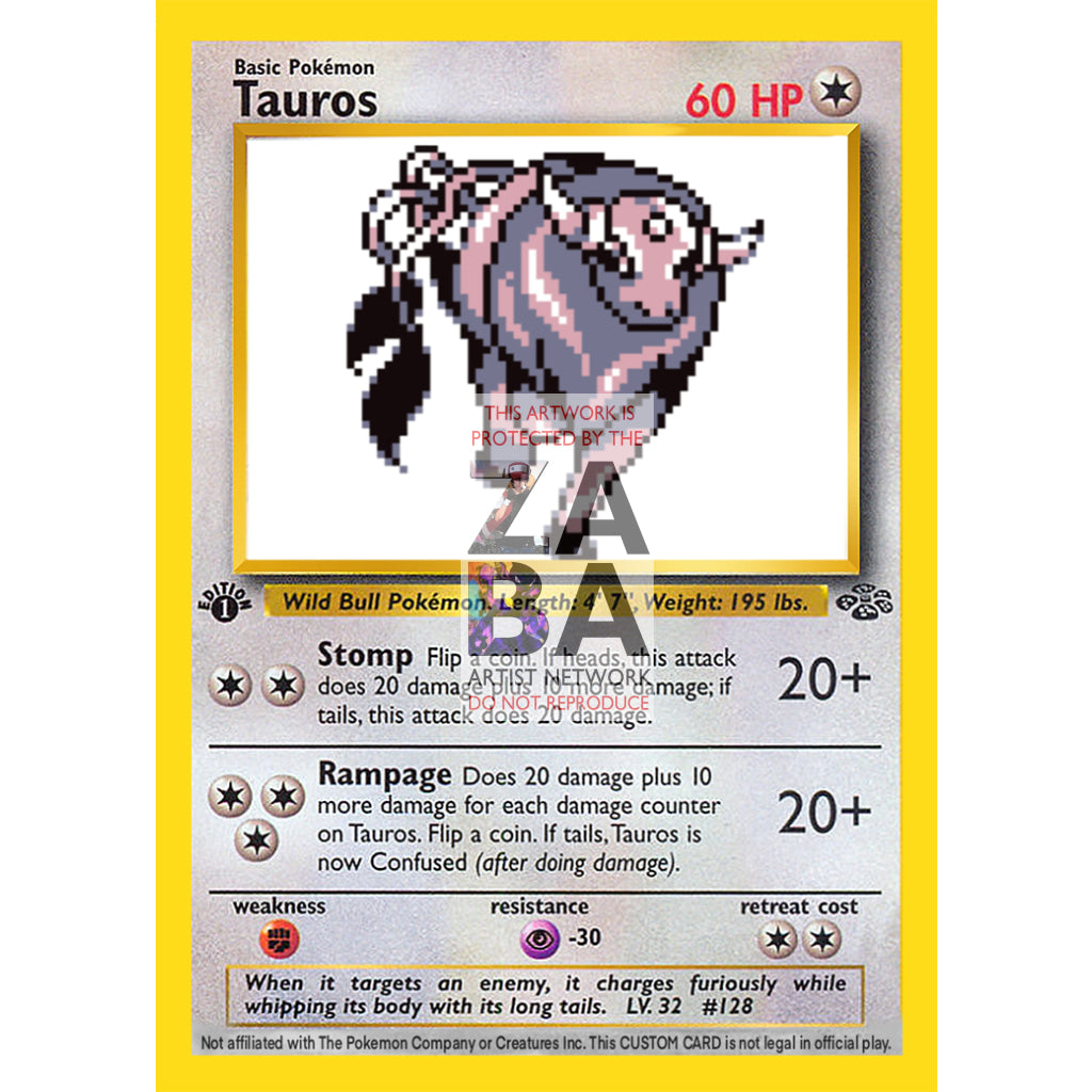 Tauros Game Sprite Custom Pokemon Card - ZabaTV