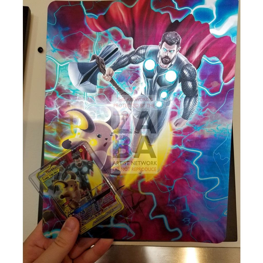Thor & Raichu 8X10.5 Holographic Poster + Custom Pokemon Card Gift Set