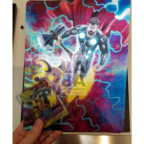 Thor & Raichu 8X10.5 Holographic Poster + Custom Pokemon Card Gift Set