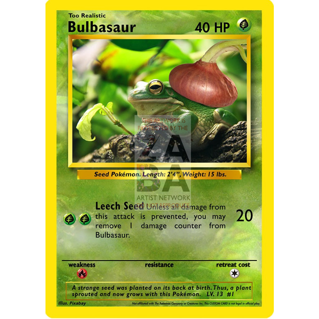 Too Realistic Bulbasaur Base Set Custom Pokemon Card Silver Foil