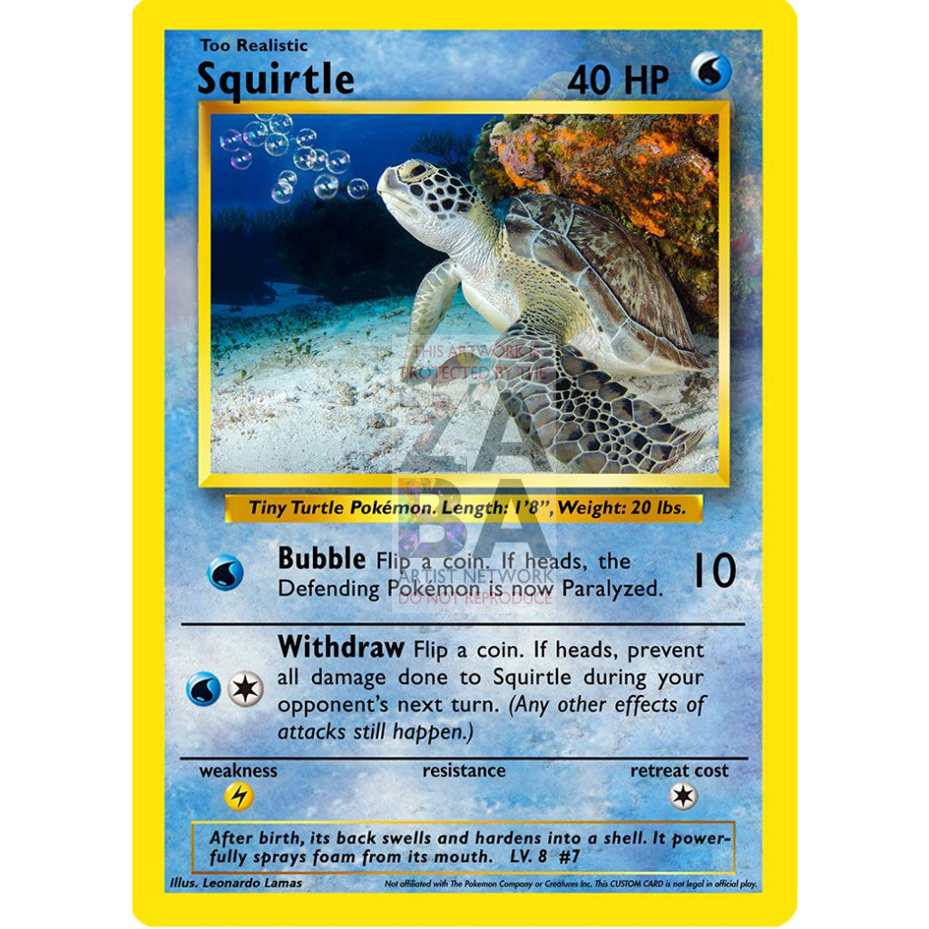 Too Realistic Squirtle Base Set Custom Pokemon Card Silver Foil