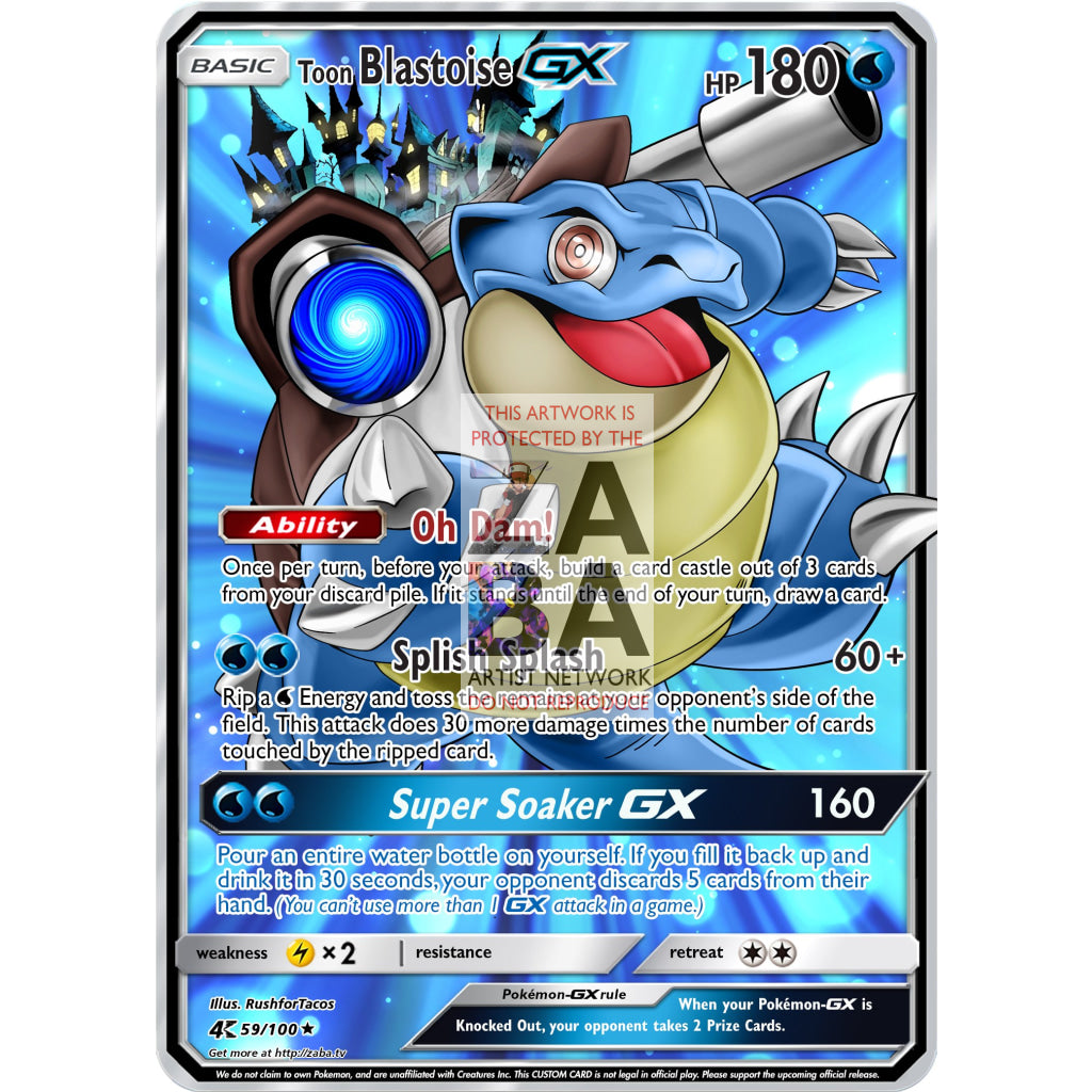 Toon Blastoise GX Custom Pokemon Card - ZabaTV