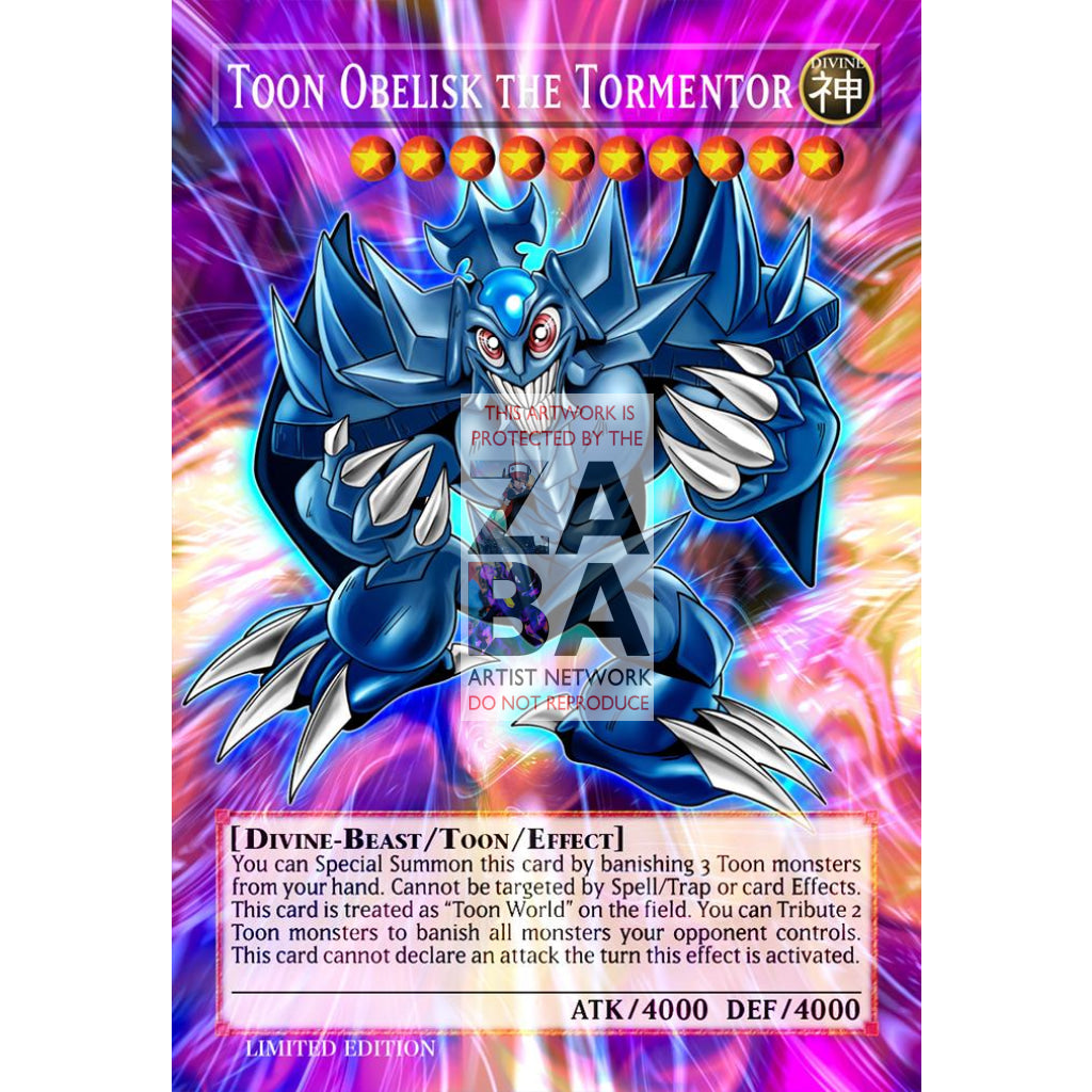 Toon Obelisk the Tormentor Full Art ORICA - Custom Yu-Gi-Oh! Card - ZabaTV