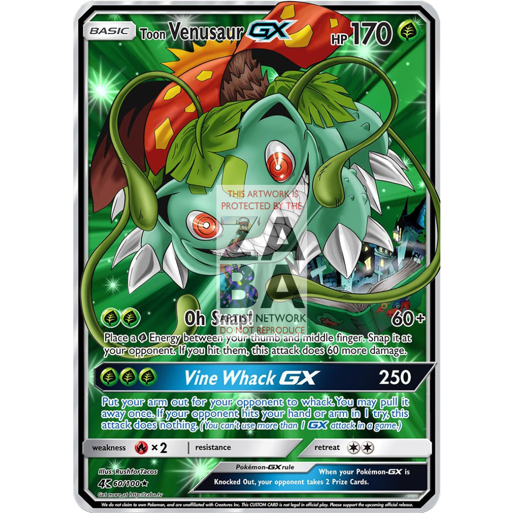 Toon Venusaur GX Custom Pokemon Card - ZabaTV