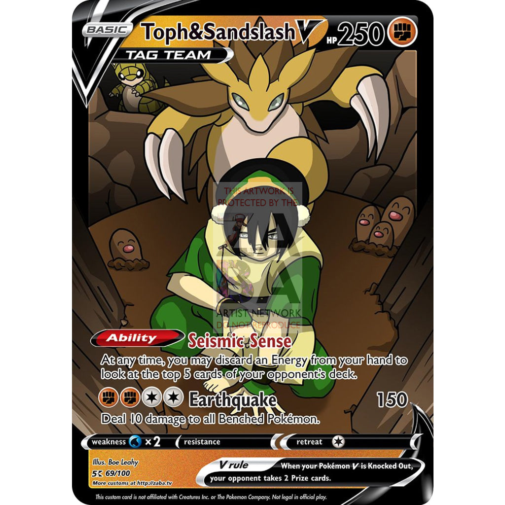 Toph & Sandslash Custom Atla X Pokemon Card Silver Foil