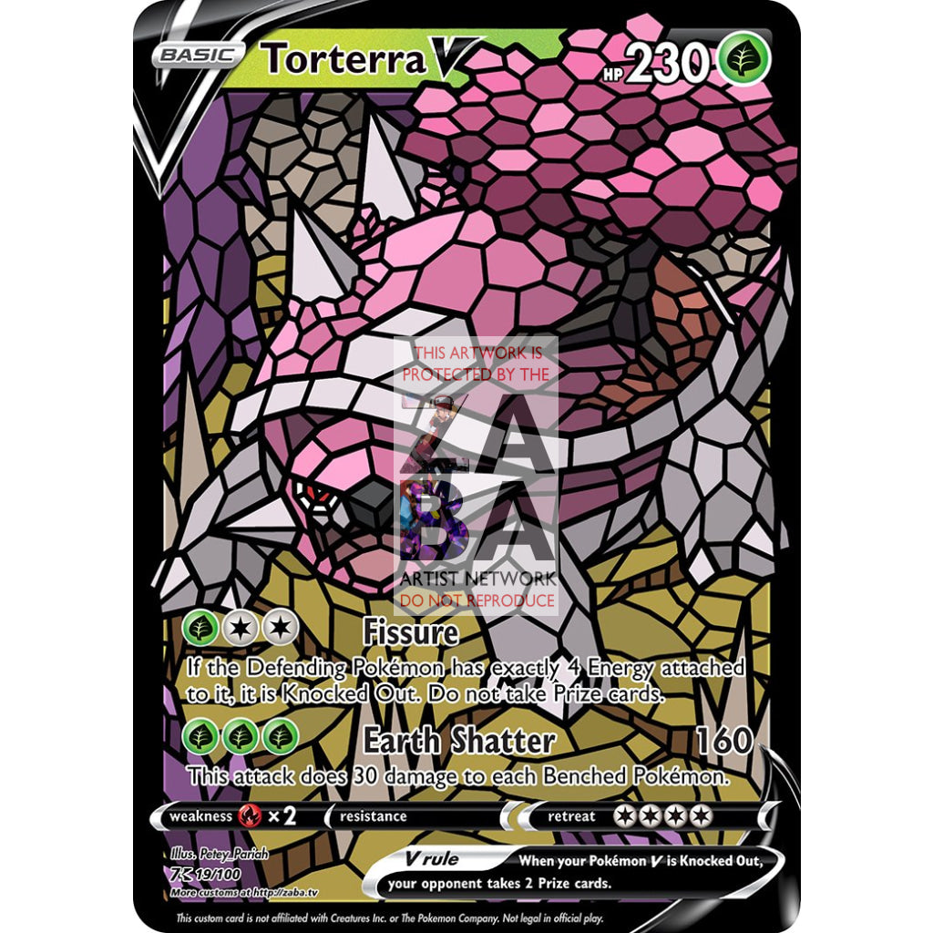 Torterra V Stained-Glass Custom Pokemon Card - ZabaTV