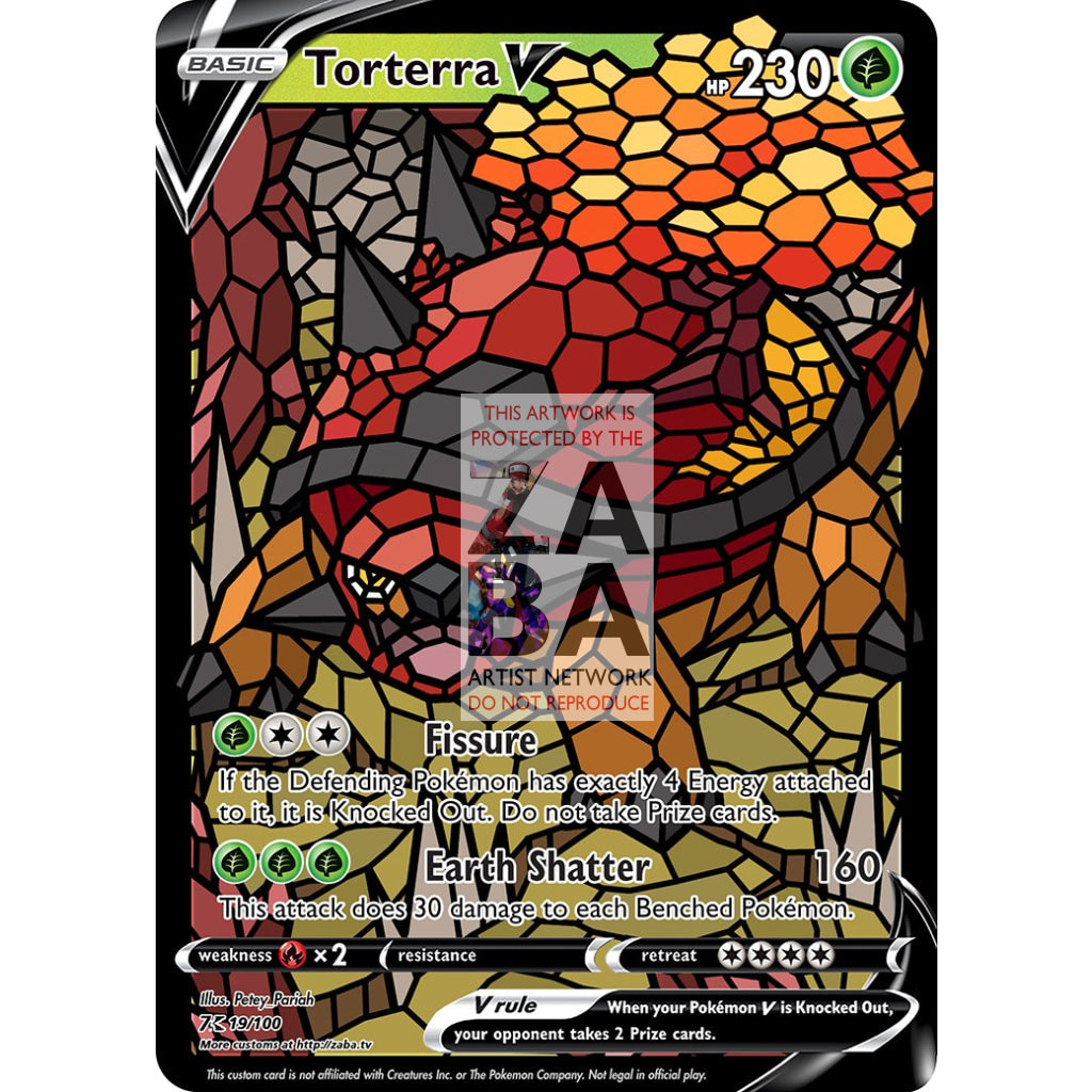 Torterra V Stained-Glass Custom Pokemon Card - ZabaTV