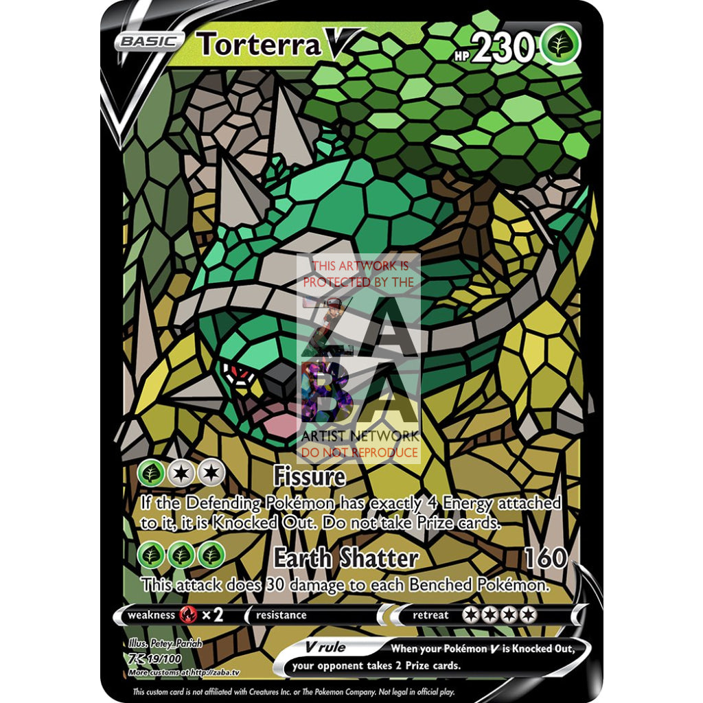 Torterra V Stained-Glass Custom Pokemon Card - ZabaTV