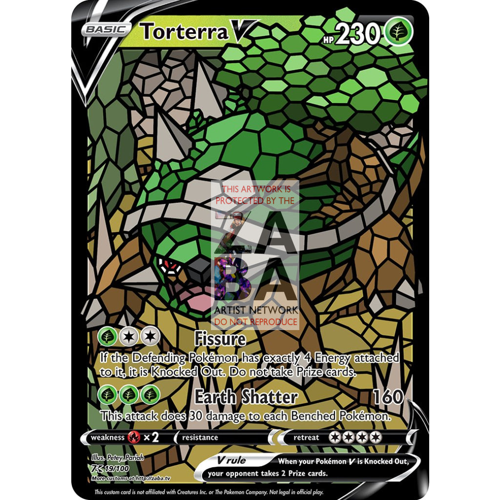 Torterra V Stained-Glass Custom Pokemon Card - ZabaTV