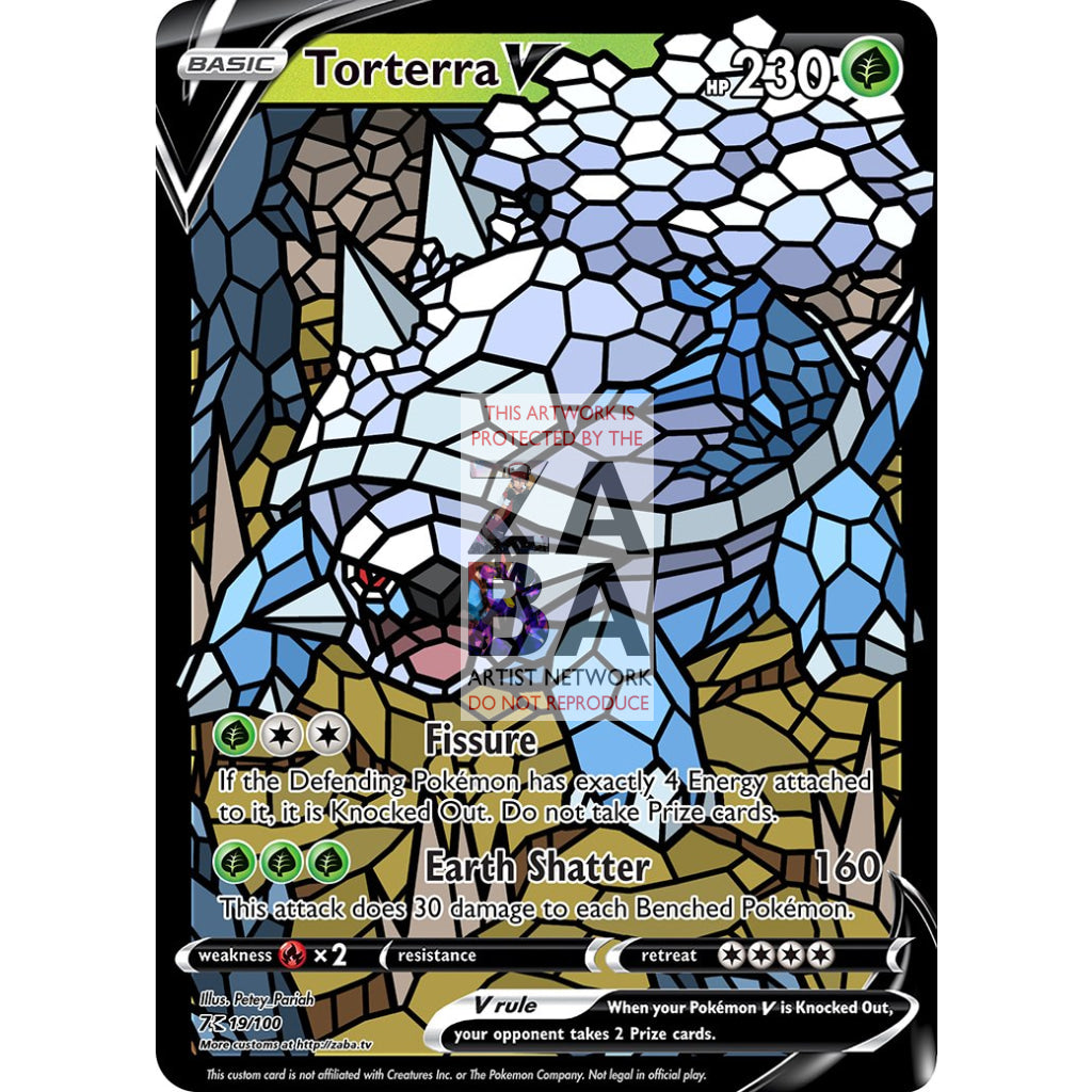 Torterra V Stained-Glass Custom Pokemon Card - ZabaTV