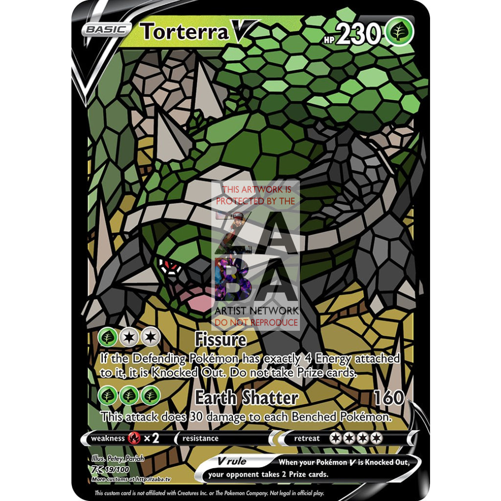 Torterra V Stained-Glass Custom Pokemon Card - ZabaTV