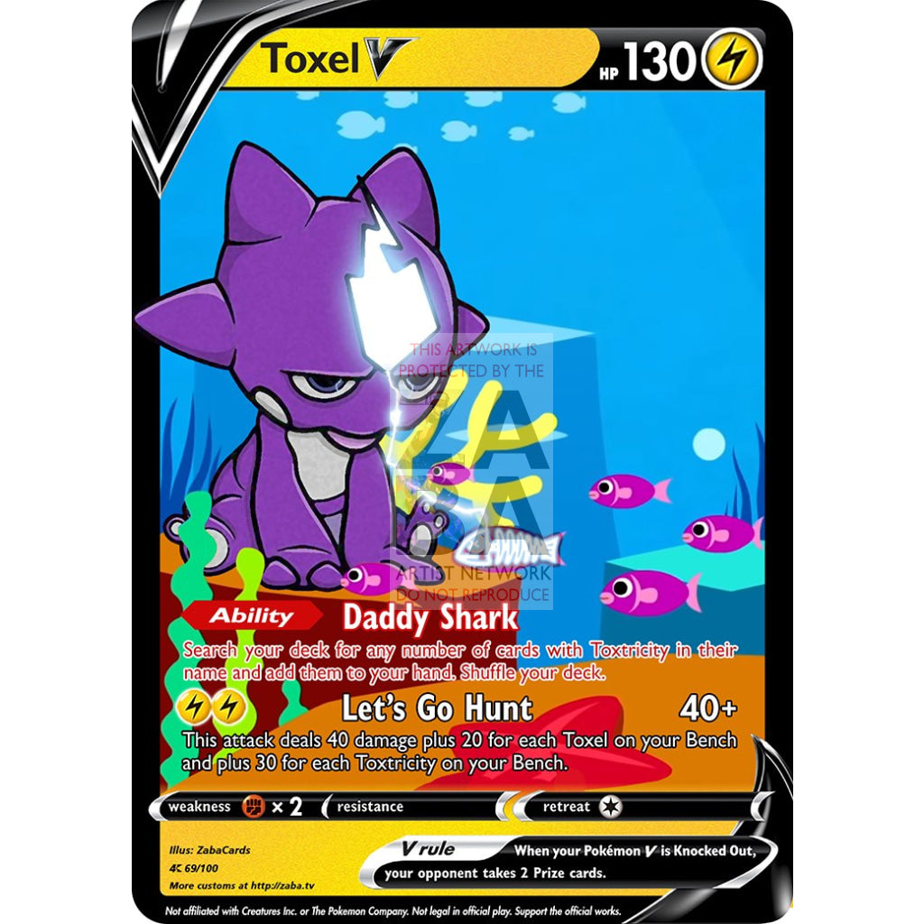 Toxel V (Baby Shark) Custom Pokemon Card Silver Foil