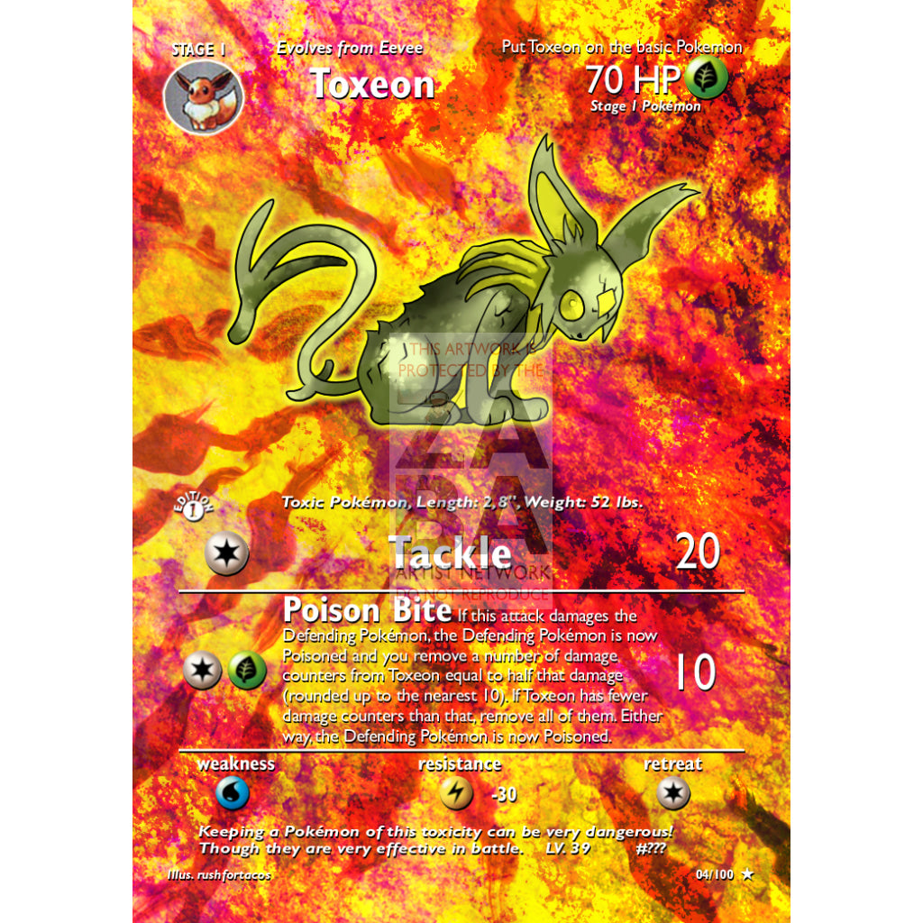 Toxeon (Eeveelution) Custom Pokemon Card - ZabaTV