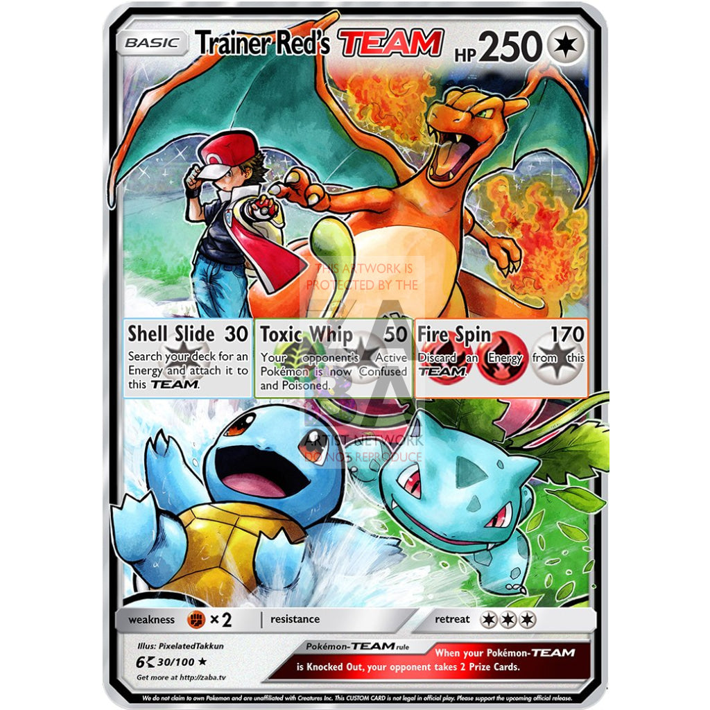 Trainer Red's TEAM Custom Pokemon Card - ZabaTV