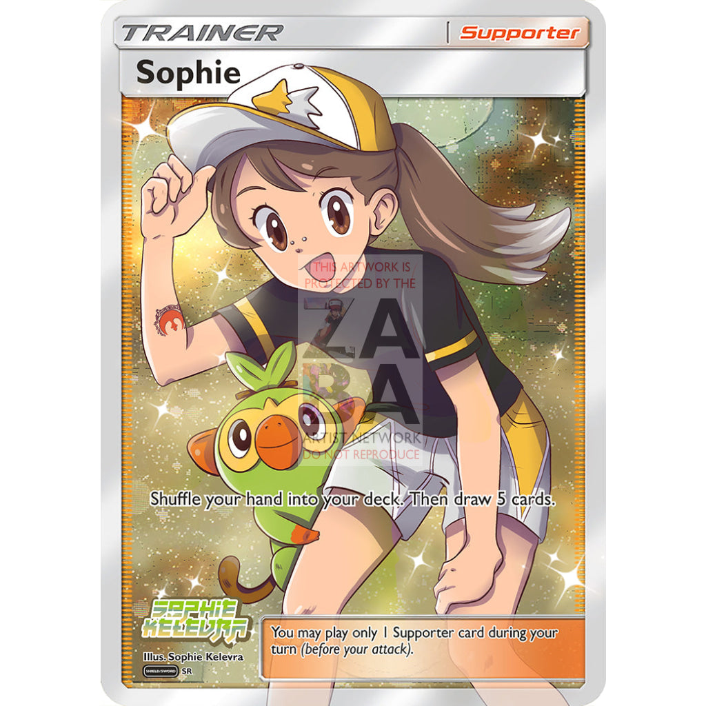 Trainer Sophie Kelevra Custom Pokemon Card & Grookey / Silver Foil