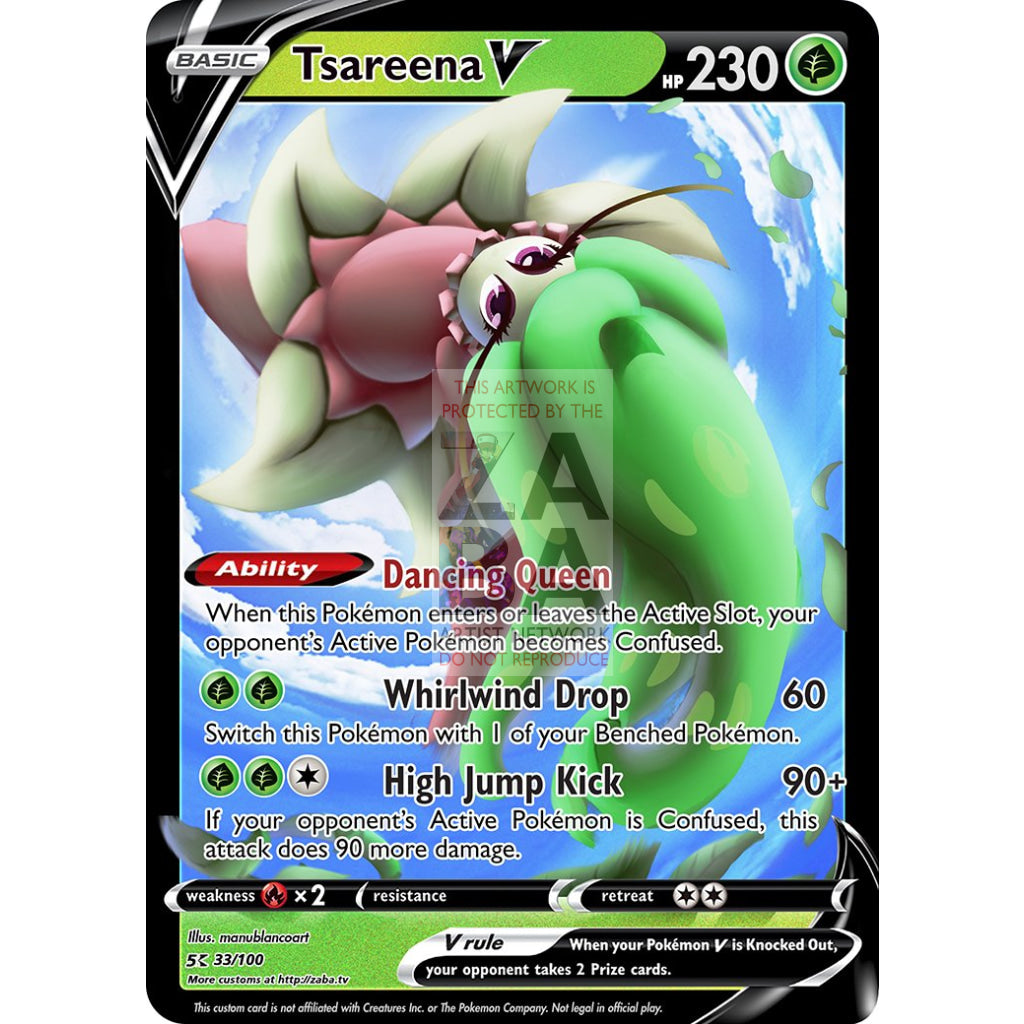 Tsareena V Custom Pokemon Card Silver Foil