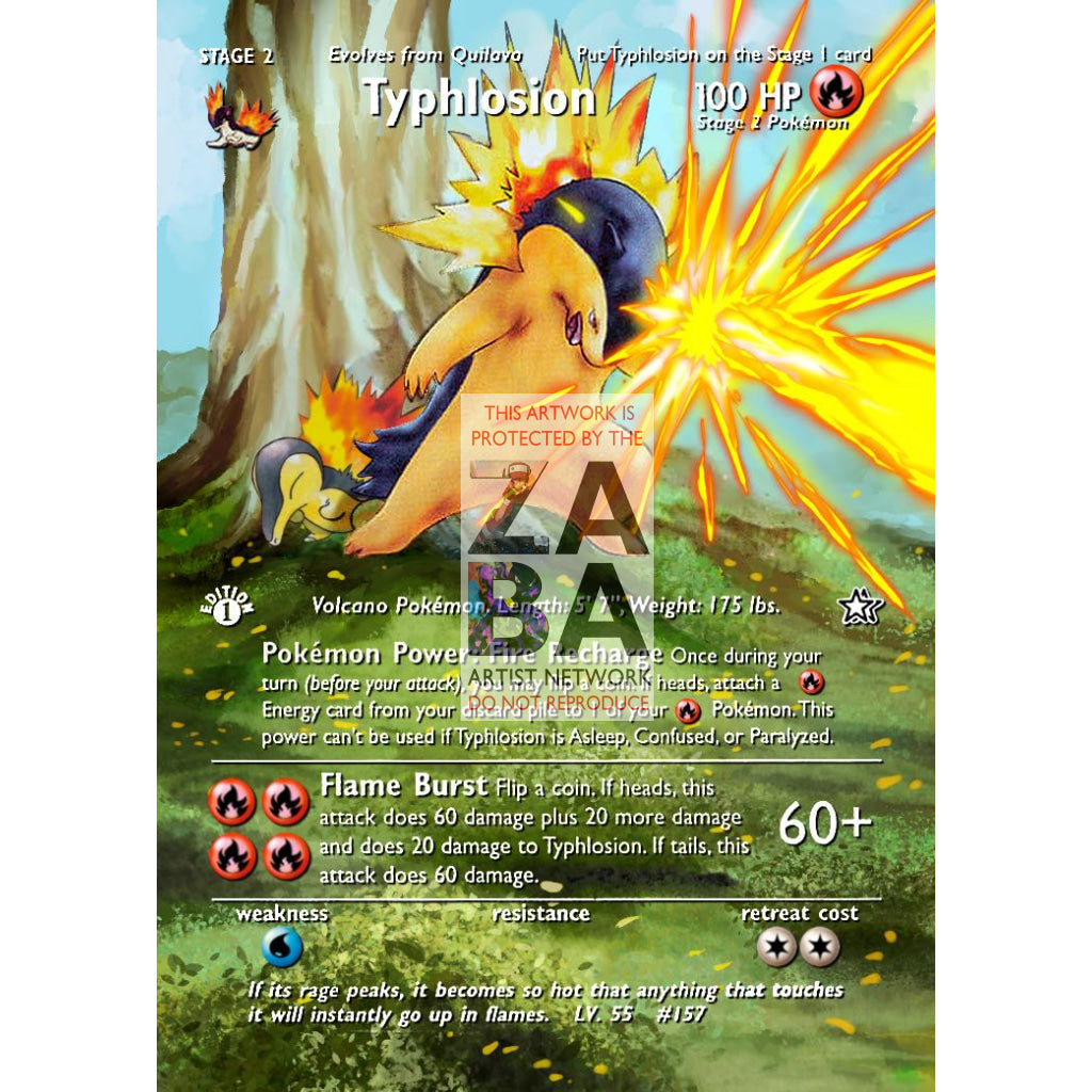 Typhlosion 17/111 Neo Genesis Extended Art Custom Pokemon Card - ZabaTV