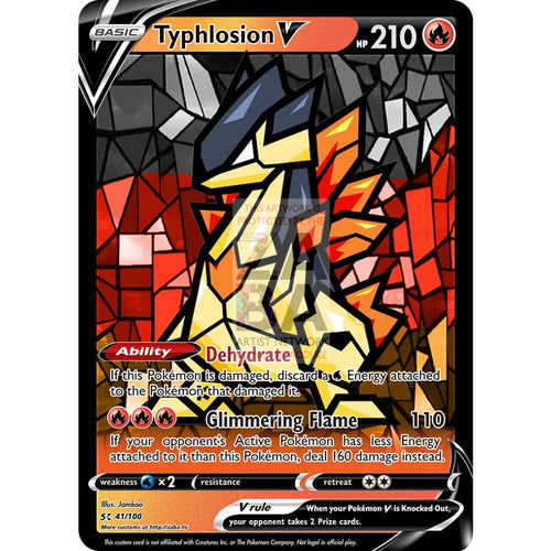 Typhlosion V (Stained-Glass) Custom Pokemon Card Silver Foil