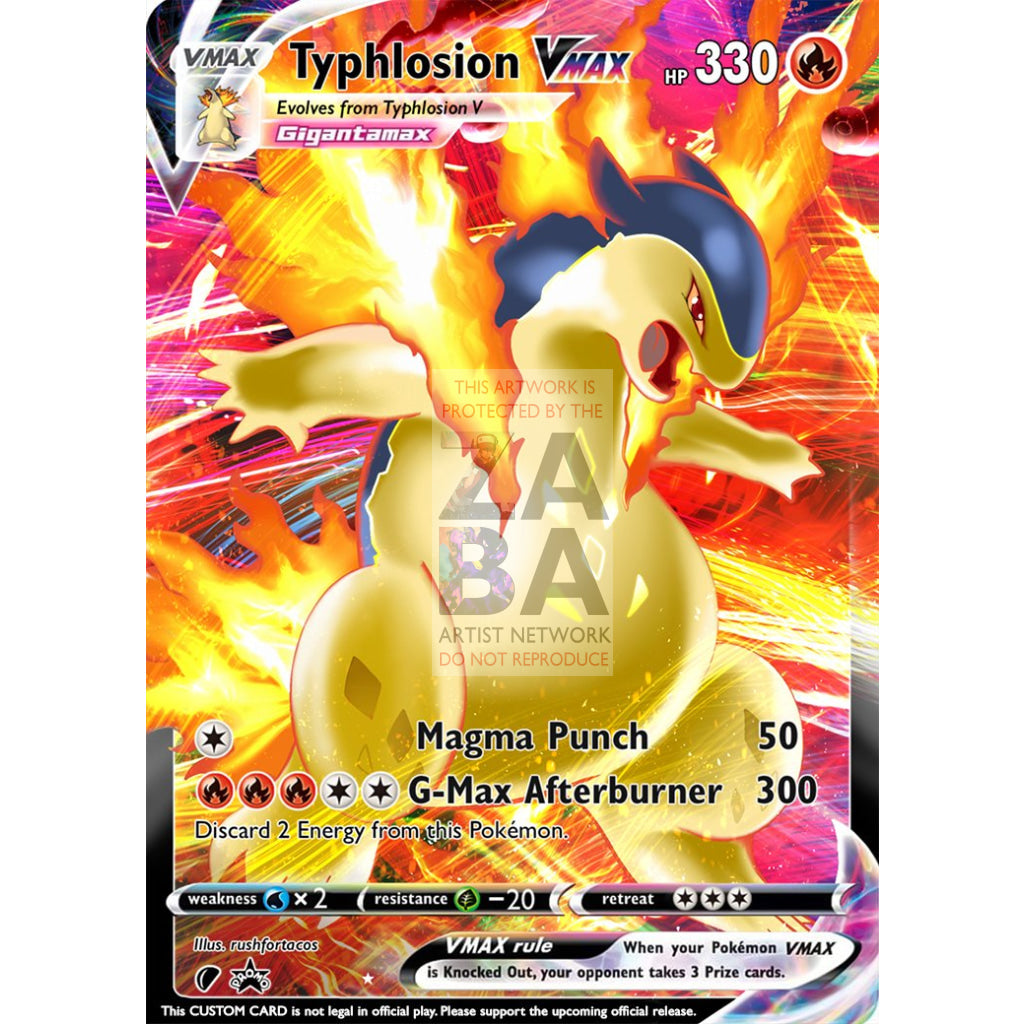 Typhlosion Vmax (Dynamax) Custom Pokemon Card Regular / Silver Foil