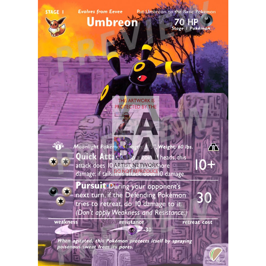 Umbreon 32/75 Neo Discovery Extended Art Custom Pokemon Card - ZabaTV