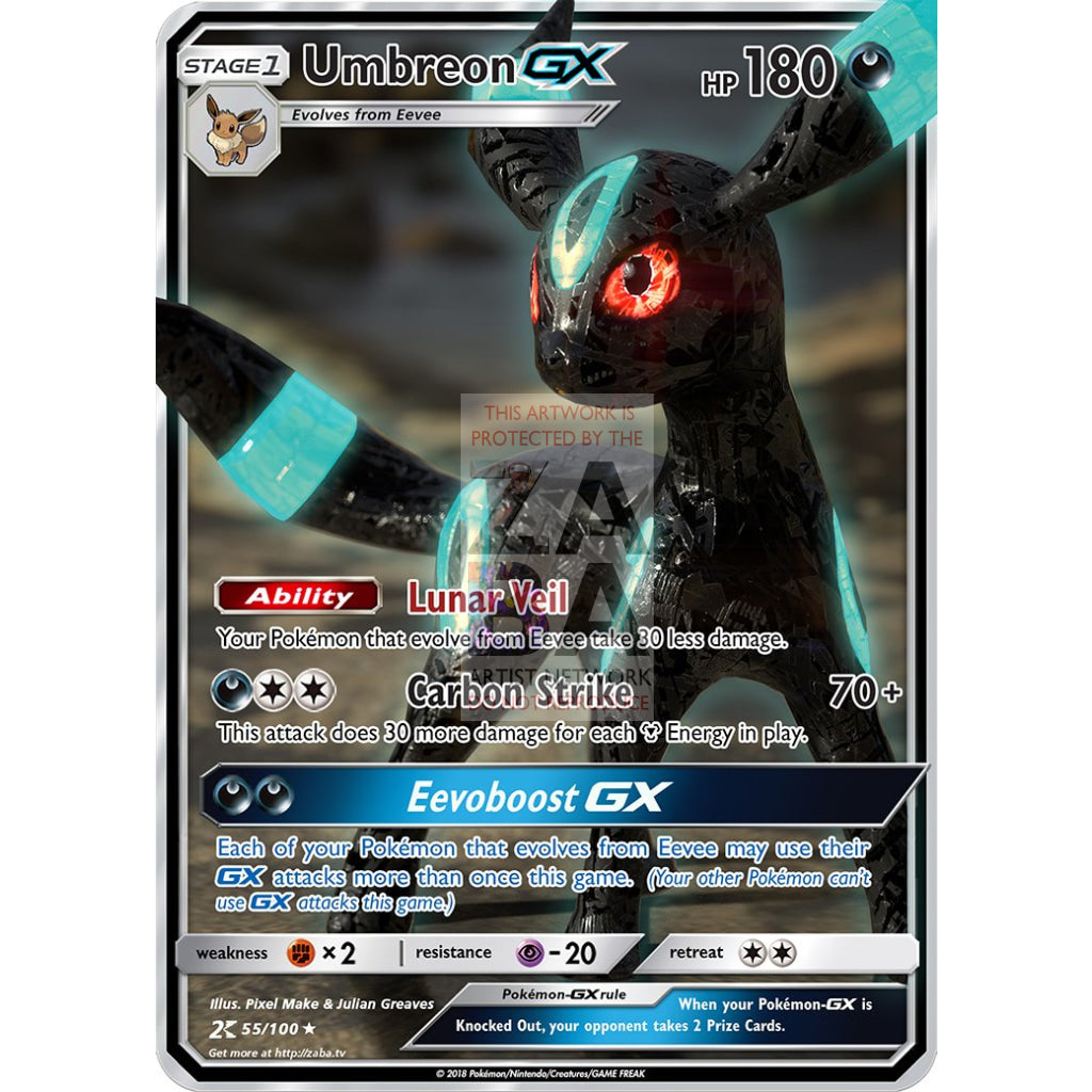 Umbreon Gx Custom Pokemon Card Shiny - Silver Holographic