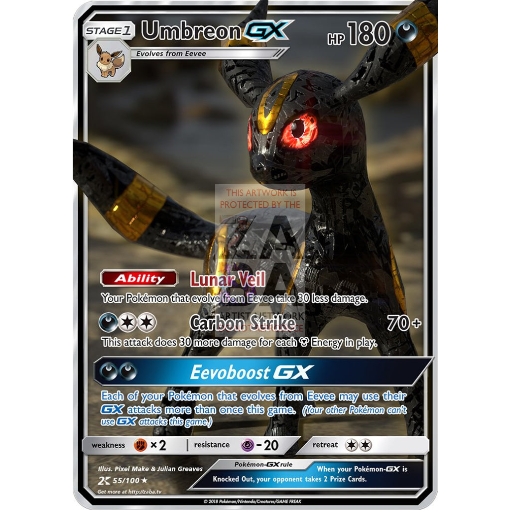Umbreon Gx Custom Pokemon Card - Silver Holographic