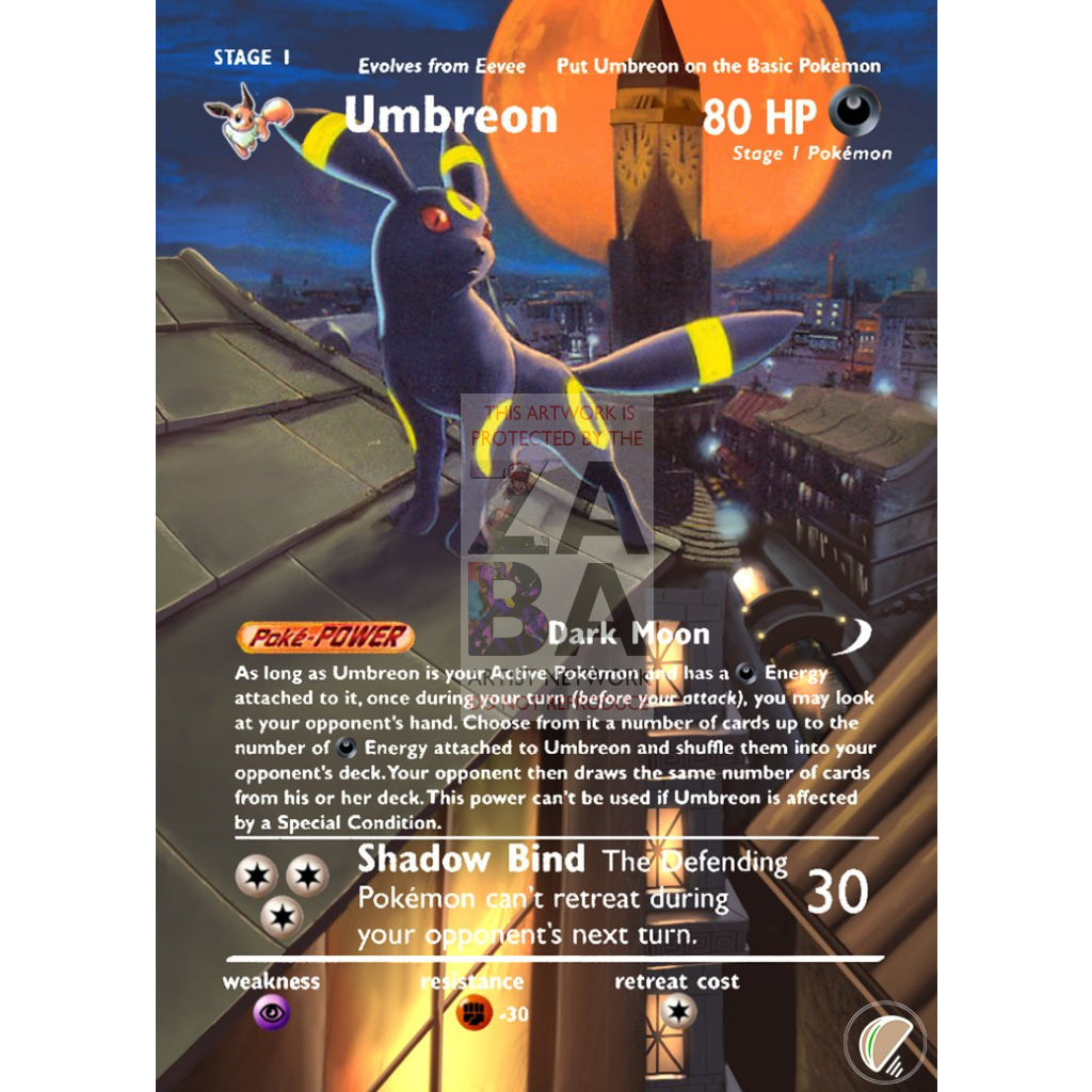 Umbreon H29/H32 Aquapolis Extended Art Custom Pokemon Card - ZabaTV