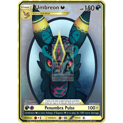 Umbreon Tribal Art Custom Pokemon Card Text / Silver Foil