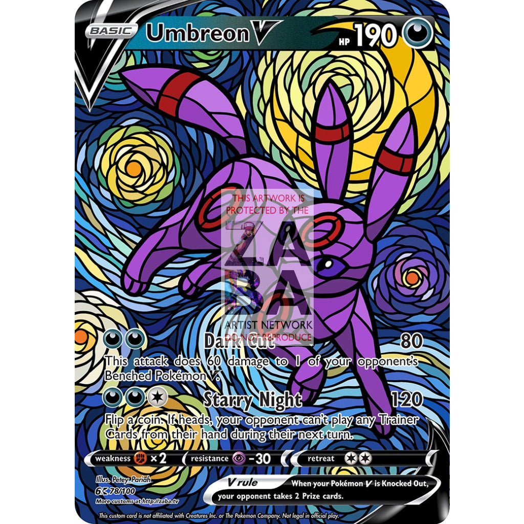 Umbreon V Stained-Glass Custom Pokemon Card - ZabaTV