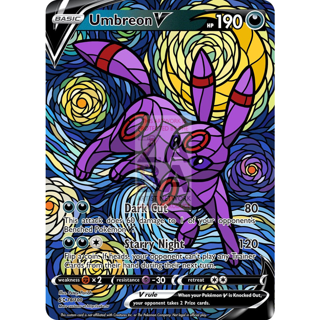 Umbreon V Stained-Glass Custom Pokemon Card - ZabaTV