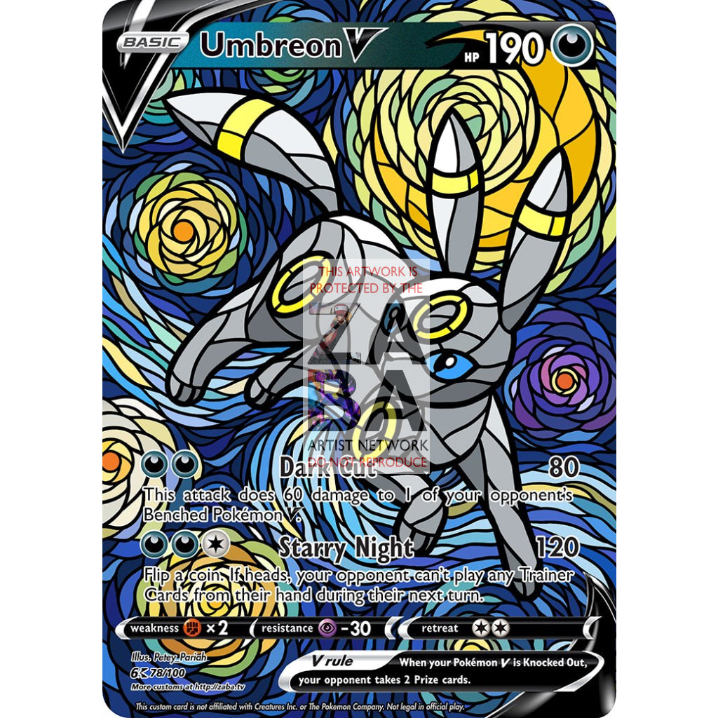 Umbreon V Stained-Glass Custom Pokemon Card - ZabaTV