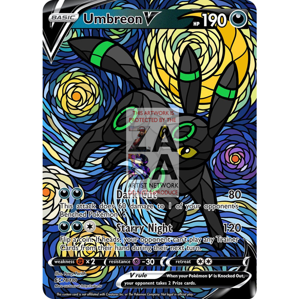 Umbreon V Stained-Glass Custom Pokemon Card - ZabaTV