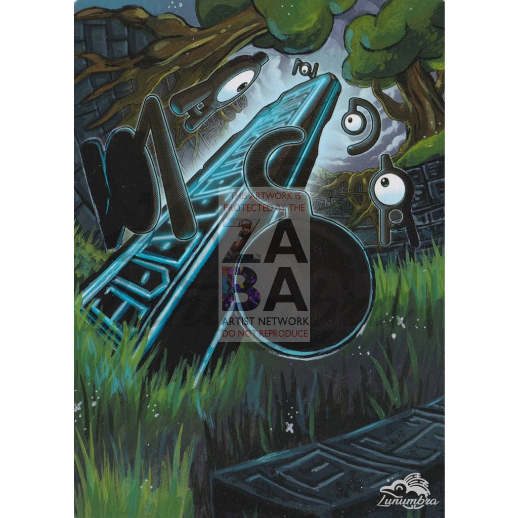 Unown 30/98 Xy Ancient Origins Extended Art Custom Pokemon Card Textless Silver Holographic