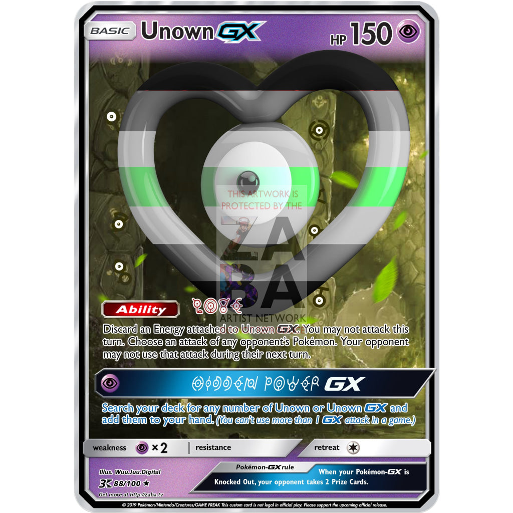 Unown GX (Love is Love Flag Editions) Custom Pokemon Card - ZabaTV
