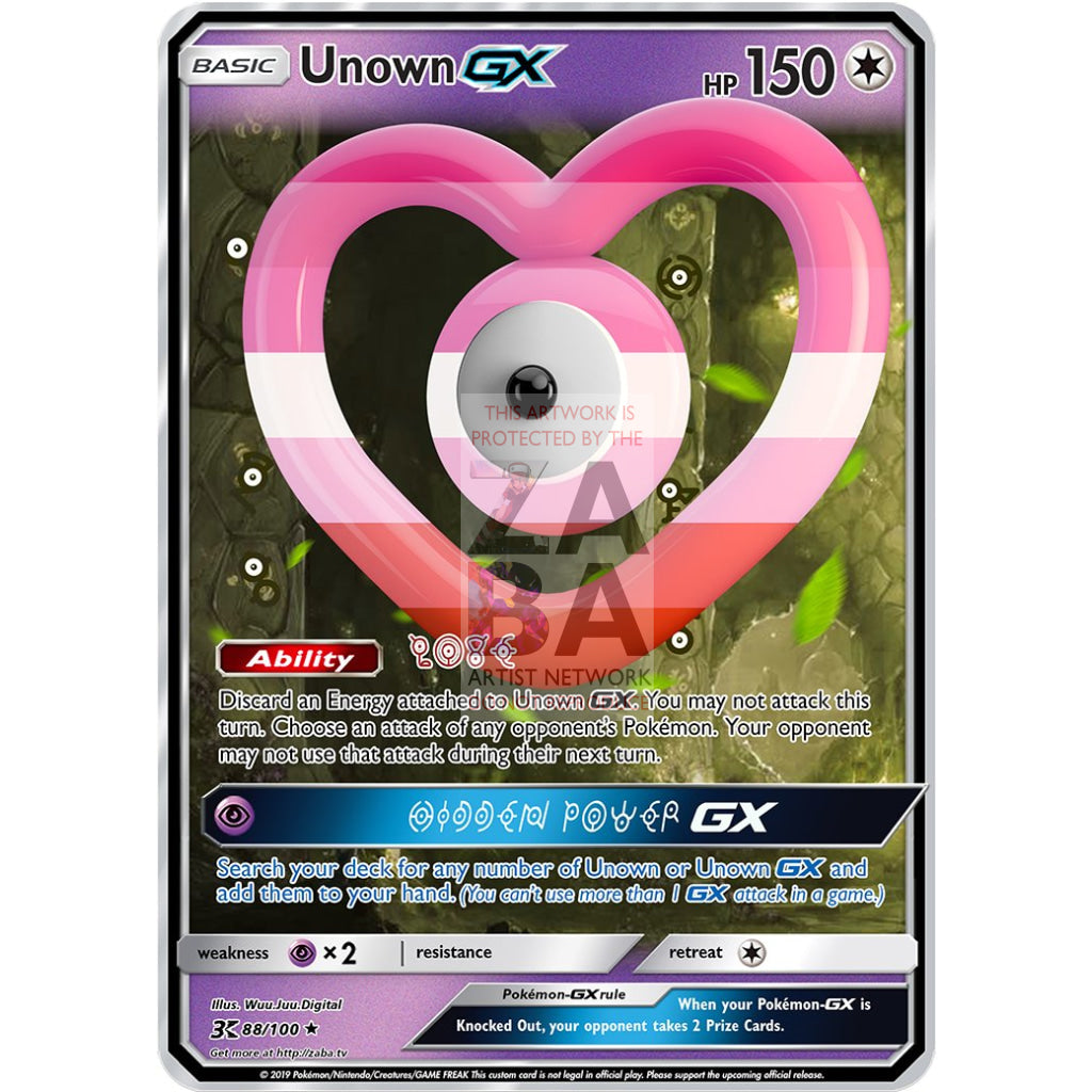 Unown GX (Love is Love Flag Editions) Custom Pokemon Card - ZabaTV