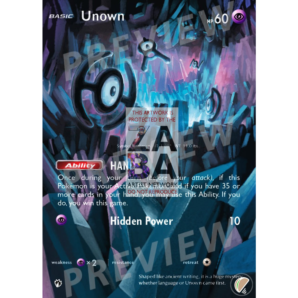 Unown H 91/214 Lost Thunder Extended Art Custom Pokemon Card - ZabaTV