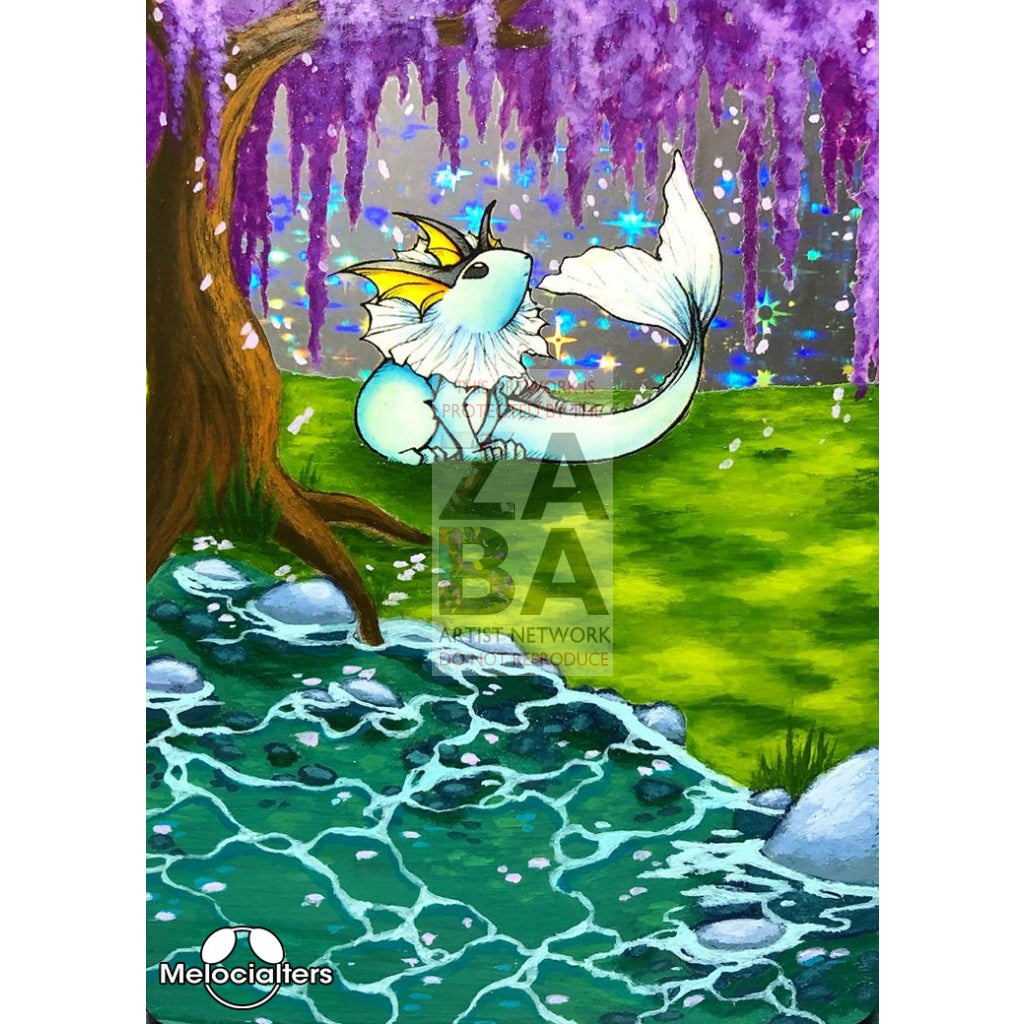 Vaporeon 12/64 Jungle Extended Art Custom Pokemon Card Textless Silver Holographic