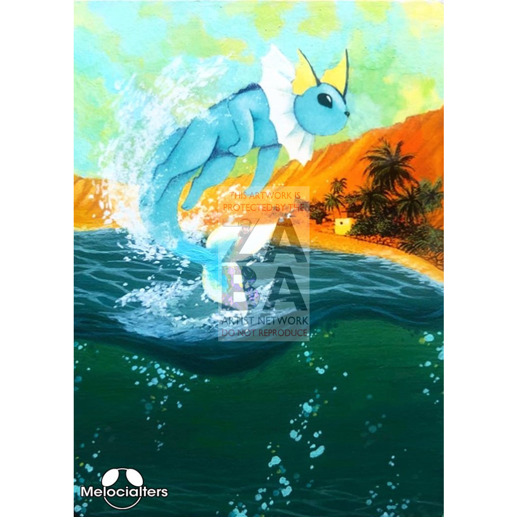 Vaporeon 33/144 Skyridge Extended Art Custom Pokemon Card Textless Silver Holographic