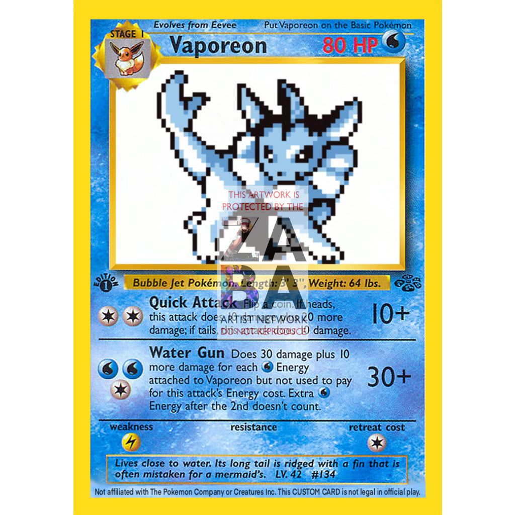 Vaporeon Game Sprite Custom Pokemon Card - ZabaTV