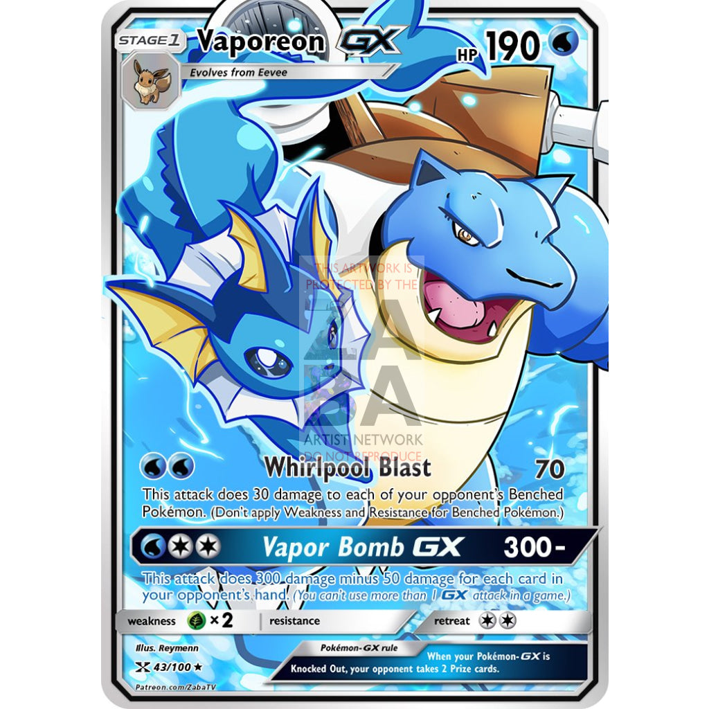 Vaporeon Gx Custom Pokemon Card