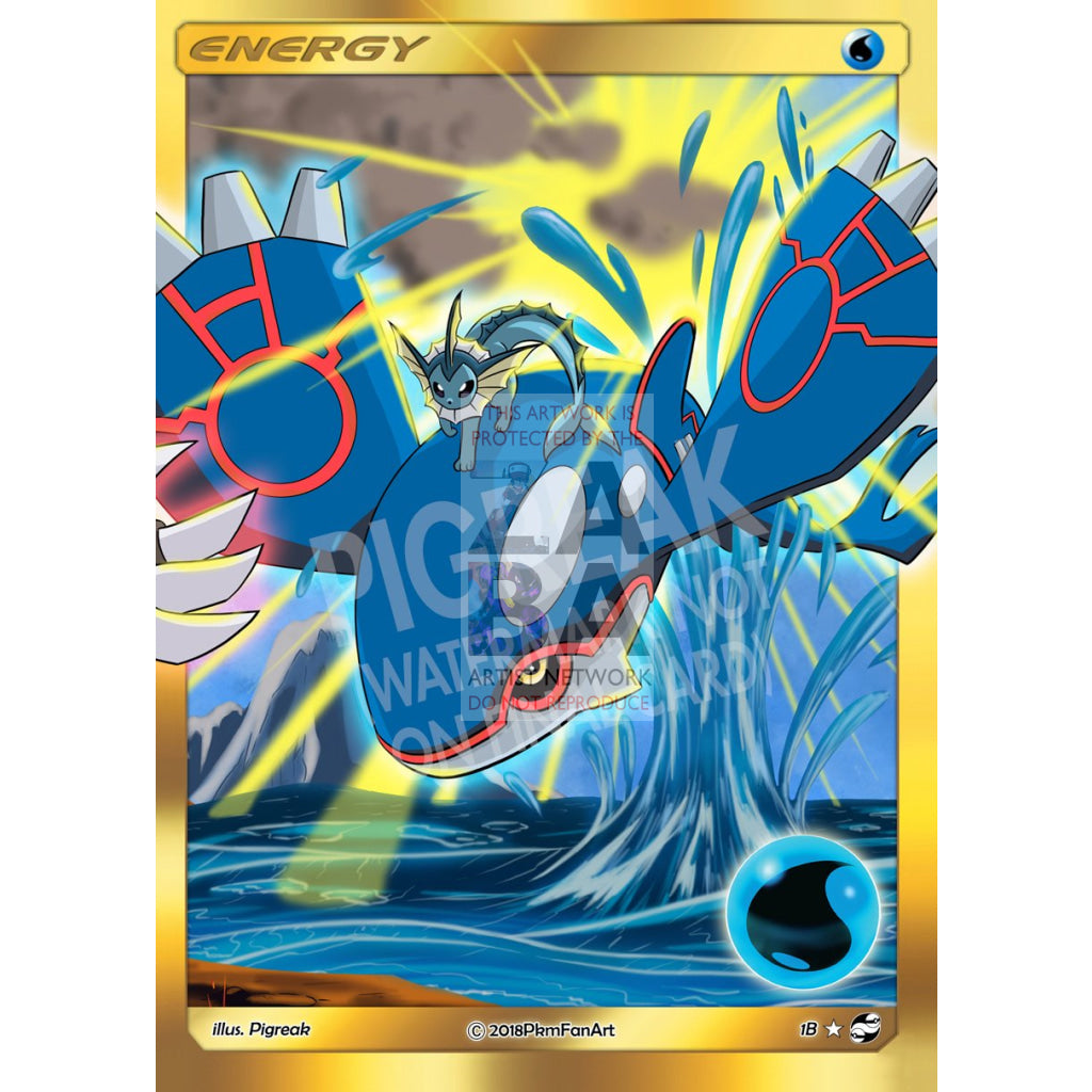 Vaporeon & Kyogre Water Energy Pigreak Custom Pokemon Card