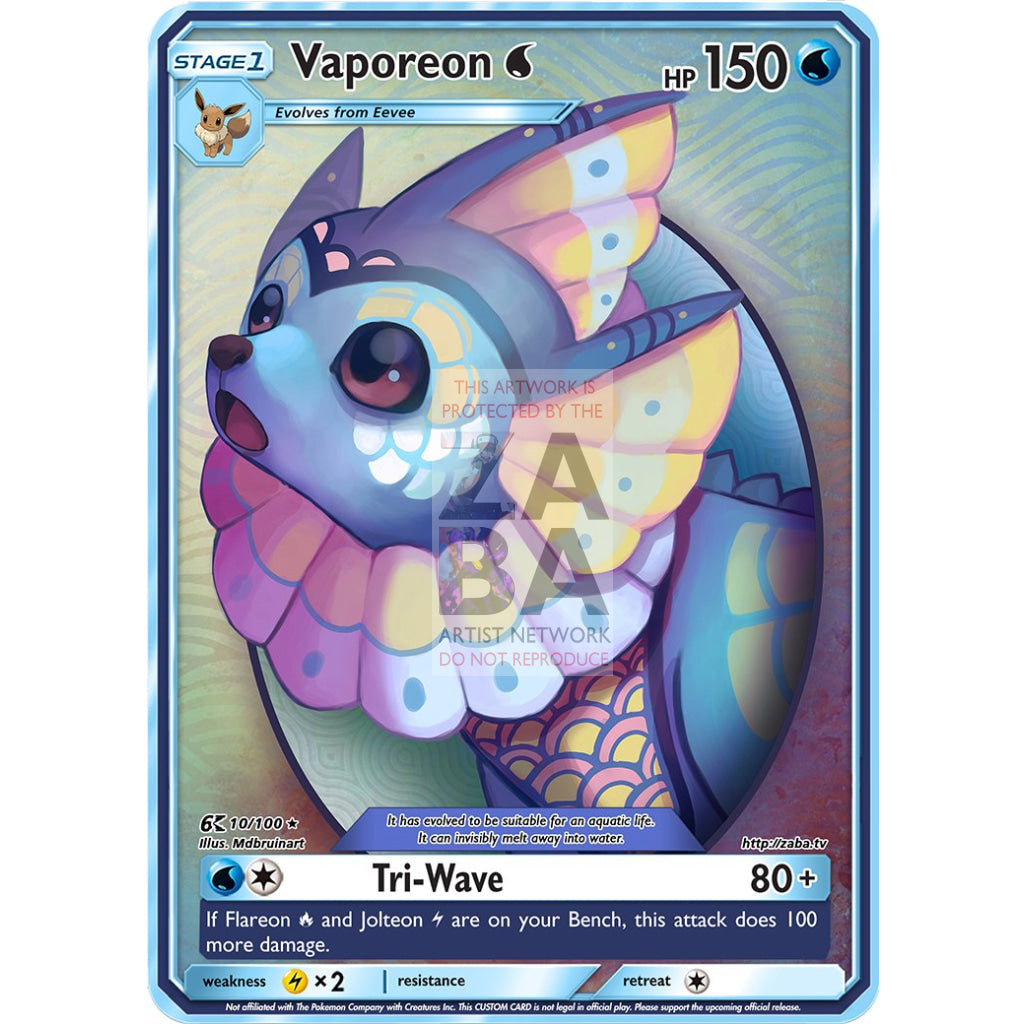 Vaporeon Tribal Art Custom Pokemon Card - ZabaTV