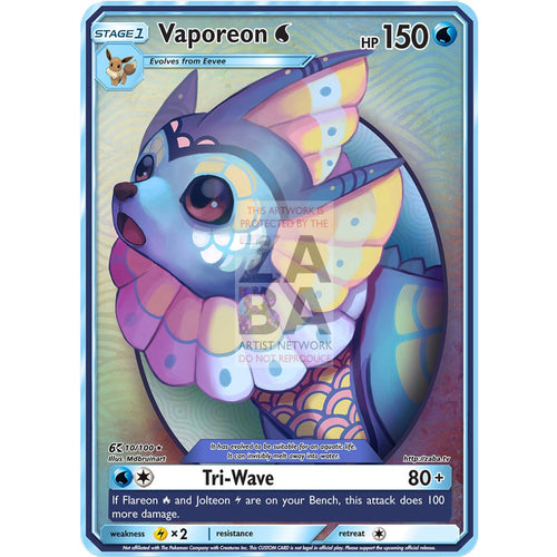 Vaporeon Tribal Art Custom Pokemon Card Text / Silver Foil
